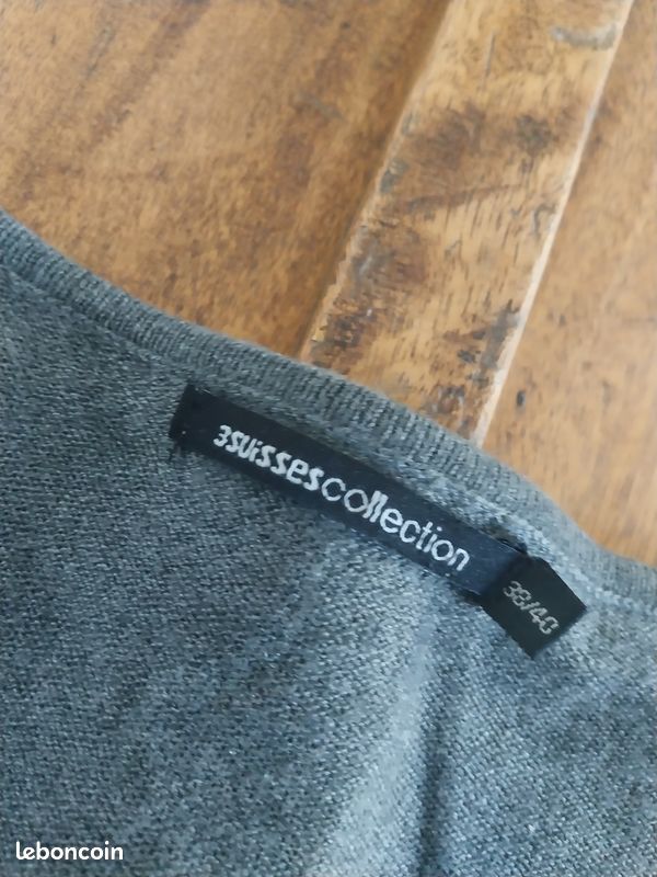 Pull tunique manche courte gris (image 2)