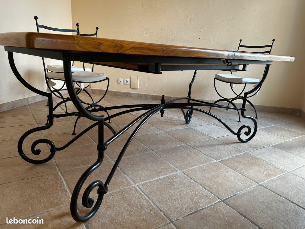 Table salle à manger chêne massif 2M(extensible 2,5M) + 6 chaises (image 12)
