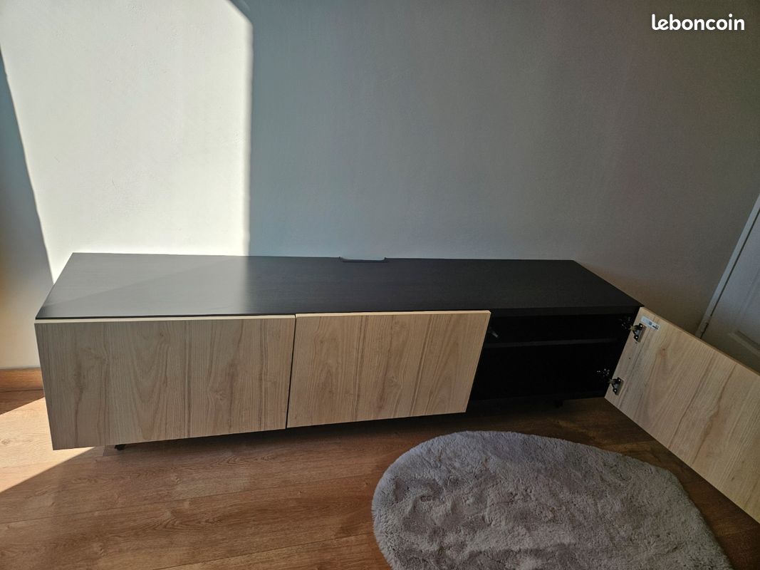 Meuble TV IKEA BESTÅ 180 cm – Noir / effet bois – Très bon état (image 10)