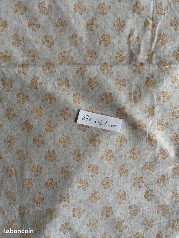 Tissu coton vintage blanc à fleurs oranges (image 4)