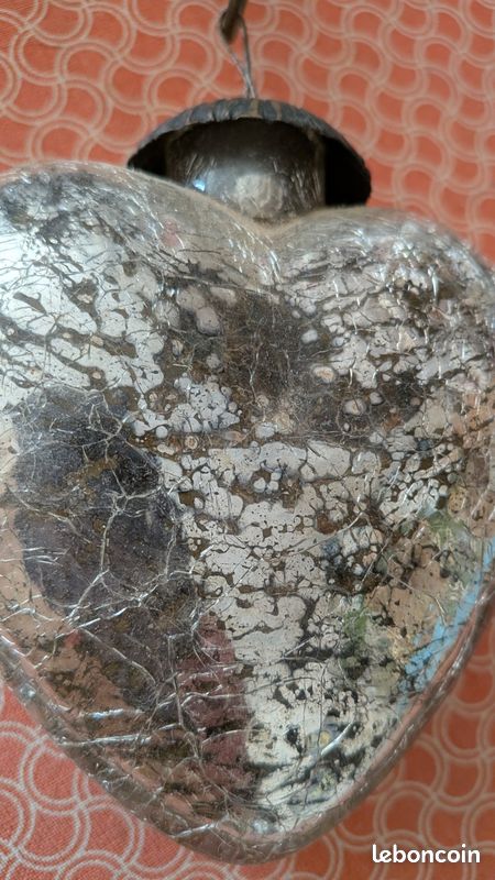 Coeur de Noël en verre mercurise/ boule de pardon antiquité (image 3)