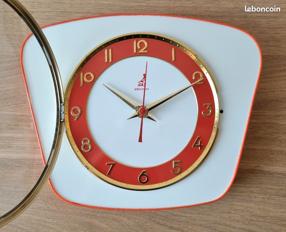 Horloge formica vintage pendule murale silencieuse années 60 FFR