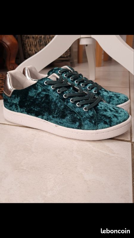 Sneakers Mellow Yellow Vertes/Argent en velours (image 3)