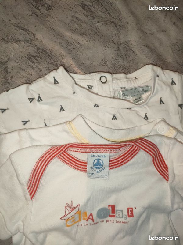 Vetements bébé Lot de 3 hauts t shirt Petit Bateau 6 mois (image 2)