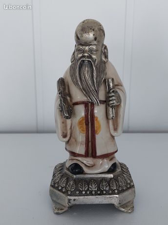 Figurines Anciennes En étain Peltro - Made In Italy - Avec Socle En Bois - Lot De 2 Pièces - Occasion