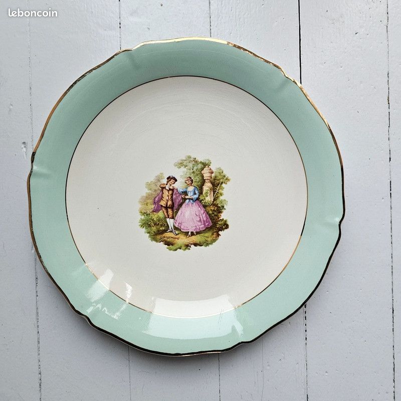 Céranord - Assiette plate ancienne en semi-porcelaine (image 1)
