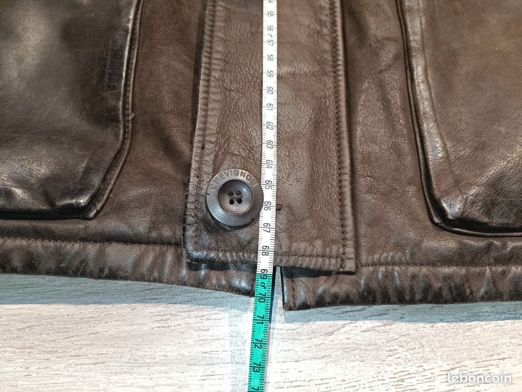 Veste En Cuir Véritable Marron Homme - Coupe Fittée Vintage - Neuf Avec Étiquettes