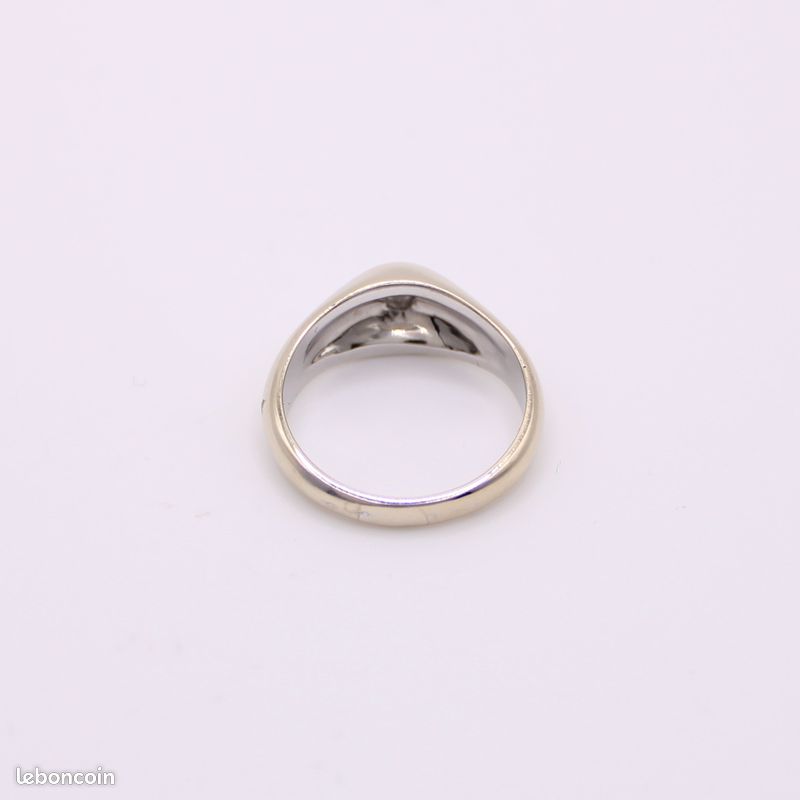 Bague jonc anglais diamant et or blanc 18 carats (image 3)