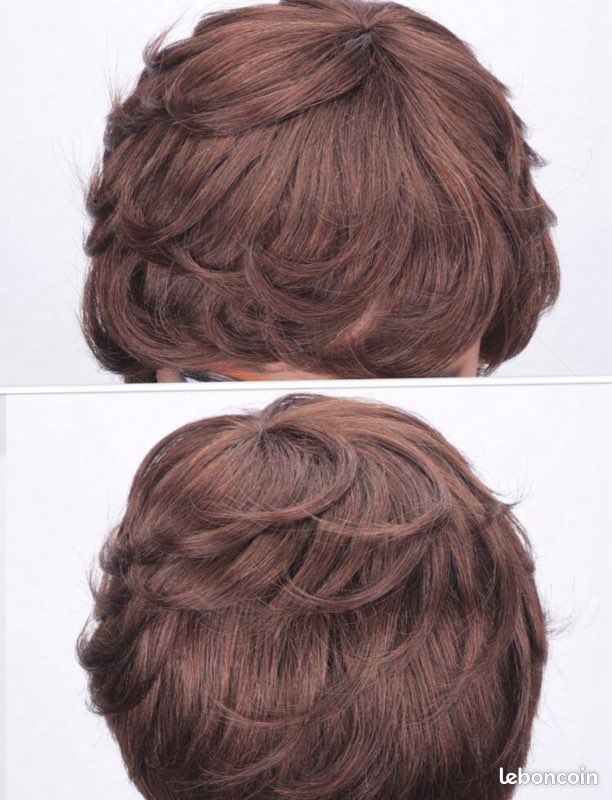 32cm Perruque Femme Cheveux Naturel Mi-long Humain Réel Cheveux