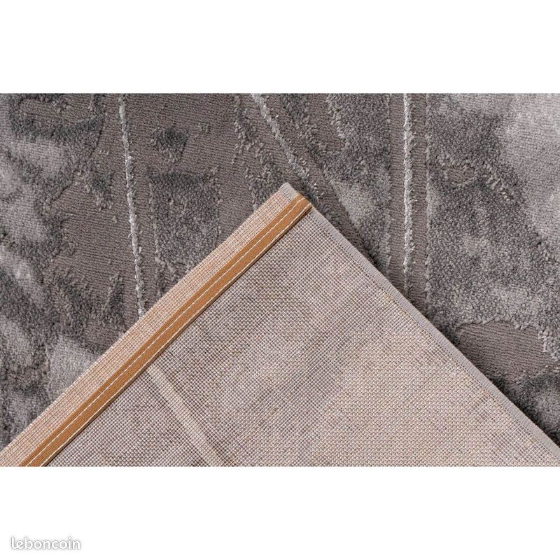 Tapis graphique marbré scandinave pour salon Solna Argenté 80x300 (image 5)