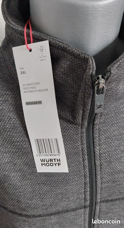 Veste Polaire De Travail Würth MODYF Neso - Anthracite, 100% Polyester Chaud Et Confortable