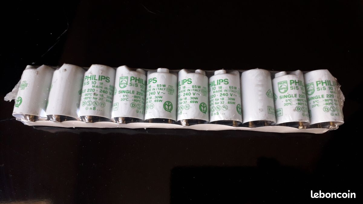 Lot De 10 Starters Pour Tube Fluorescent S10 - 4-80W, 200-240V, Blanc