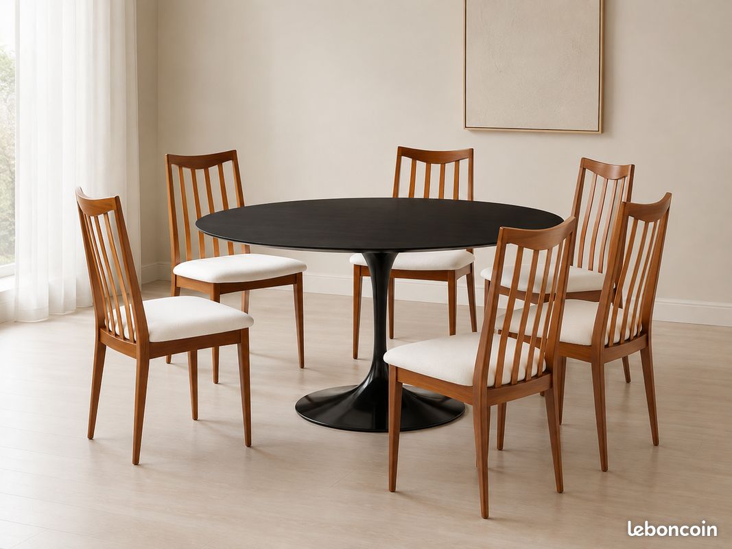 Table ronde KNOLL Saarinen Tulip Ø152 Eero Saarinen originale 6/8 places (image 1)