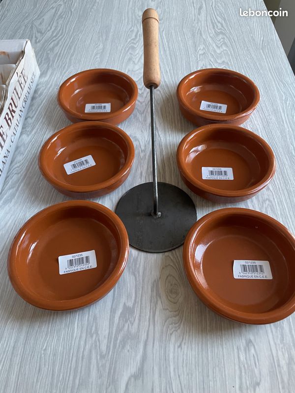 Coffret Service Crème Brûlée Lebrun 5 Pièces - Chalumeau + 4 Ramequins Porcelaine