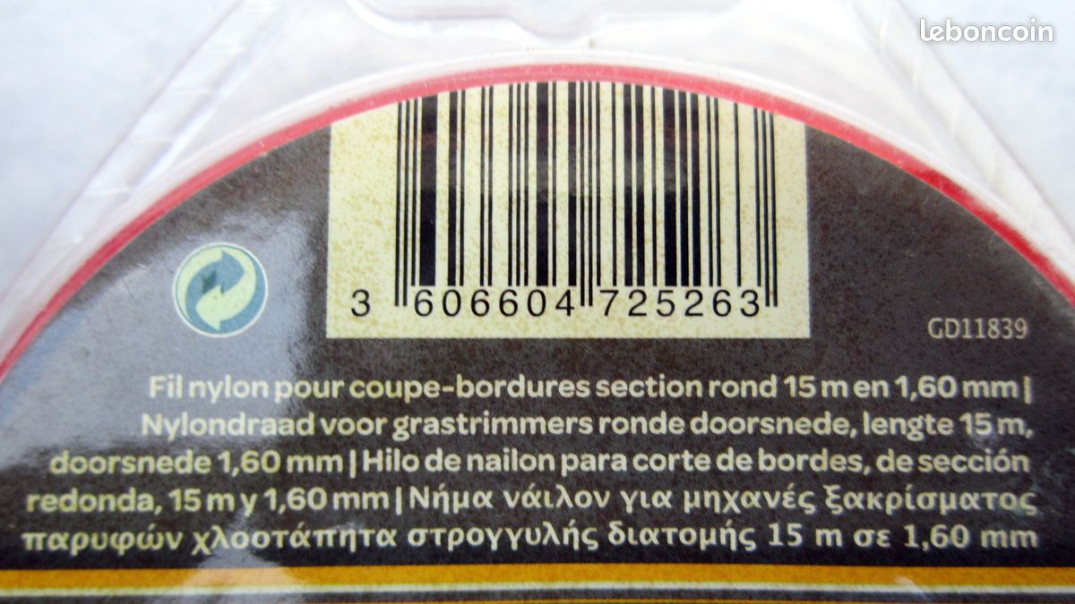 FIL NYLON POUR COUPE BORDURES SECTION ROND LONGUEUR 15 MÈTRES DIAMÈTRE 1,60 MM NEUF EMBALLAGE SCÉLLÉ au PRIX DE 2 EUROS (image 3)