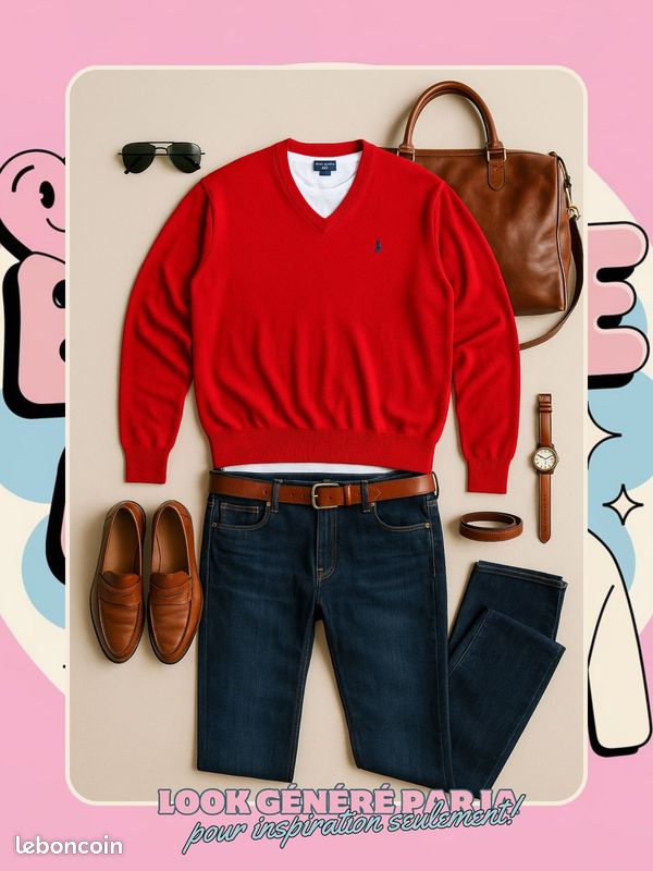 Pull droit col rond en coton Rouge Pepe jeans - Homme | Place des Tendances