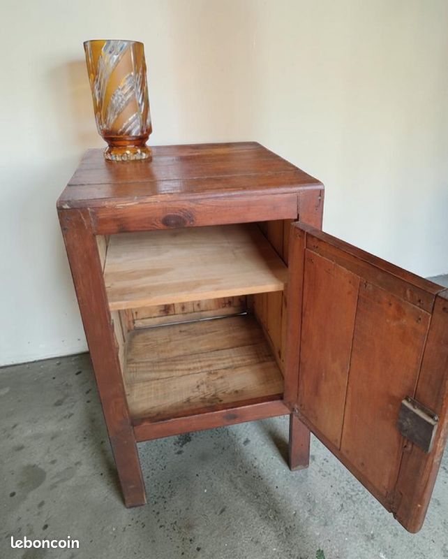 Meuble d'appoint vintage bois massif (authentique) (image 5)
