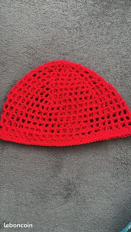 Red mesh cap coton handmade (image 4)