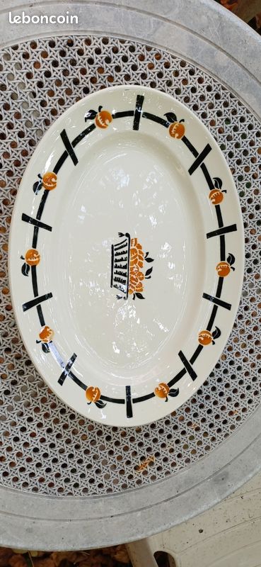 Plat Ovale Ancien Badonviller, Modèle Denise, Art Déco - Fabriqué En France (1920-1949)