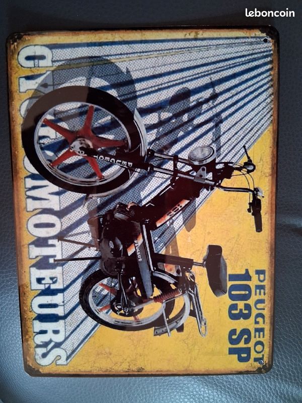 Plaque Métal Vintage Peugeot 103 RCX - Déco Neuve, Style Rétro Moto