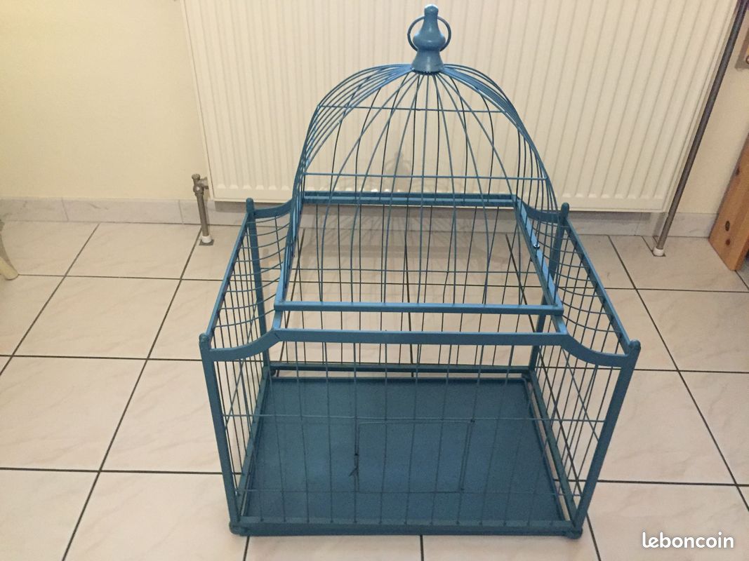 Cage à oiseaux de décoration coloris bleu grande taille (image 4)