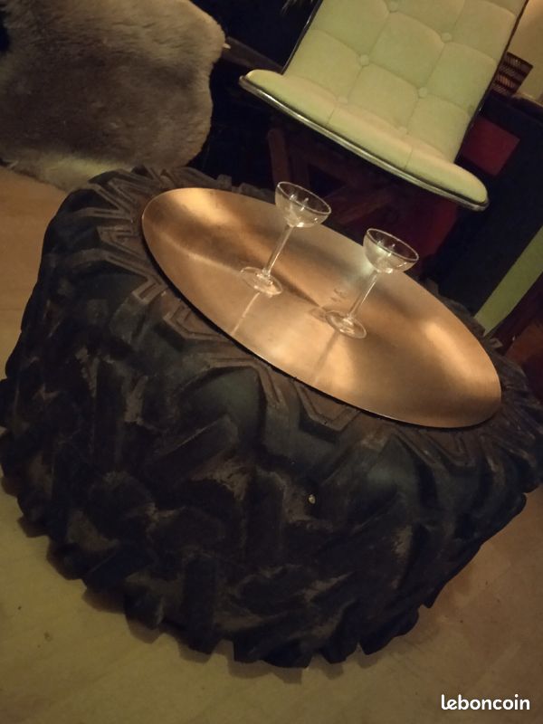 Table basse pneu artisanale (image 1)