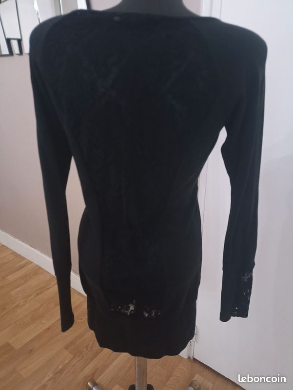 🖤 Robe Noire Élégante – Effet Dentelle & Silhouette Sublimée | Made in Italy (image 7)
