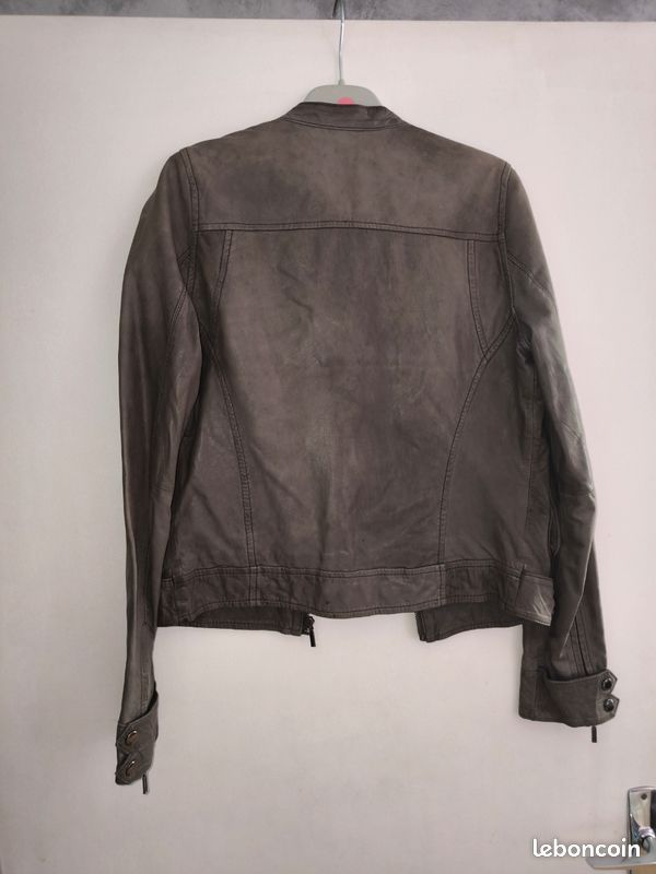 Veste en cuir kaki Maje taille S (image 3)