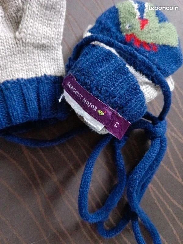 Jolie paire de gants mitaines tricot Dinosaure Sergent Major T 1 (image 3)
