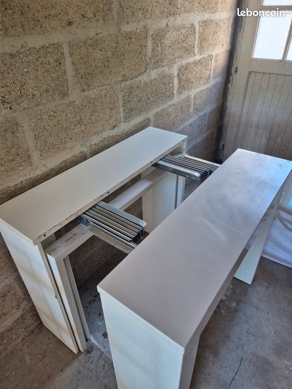 Table console extensible blanche laquée – 50 cm à 250 cm (jusqu'à 10-12 personnes) (image 2)