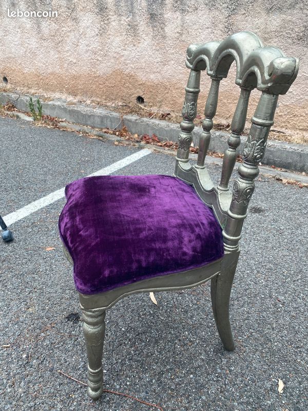 Chaise Art Déco argentée et violette (image 3)