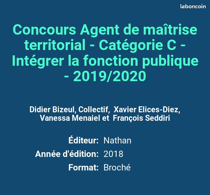 Concours Agent de maîtrise territorial - Catégorie C - Intégrer la fonction publique - 2019/2020 (image 2)