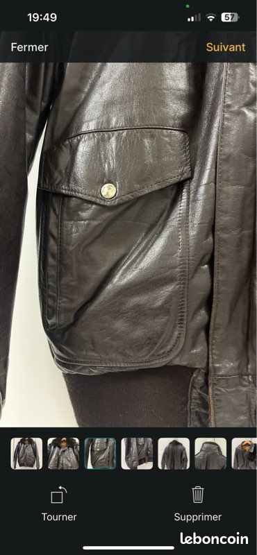 Veste En Cuir Vintage Mac Douglas Paris Années 80 - Taille M, Couleur Marron, Gabardine Et Cuir, Occasion TB