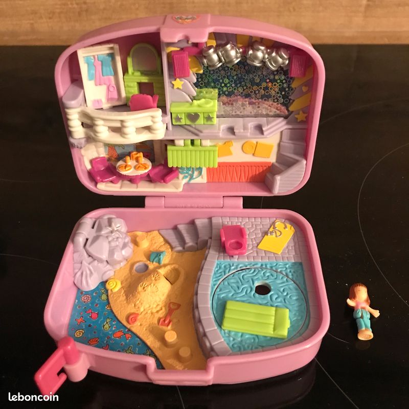 Lot Polly Pocket parc d'attraction + valise + Bluebird vintage