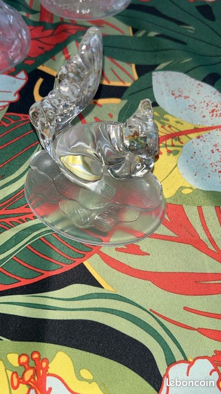 Hibou Cendrier cristal chouette cristal D'arques gravé clair vintage - Décoration
