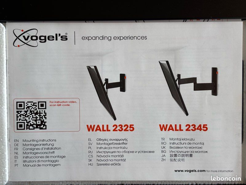 Support Mural Vogel's Pour TV, Noir, Fixation écran Jusqu'à 32 Pouces, Neuf
