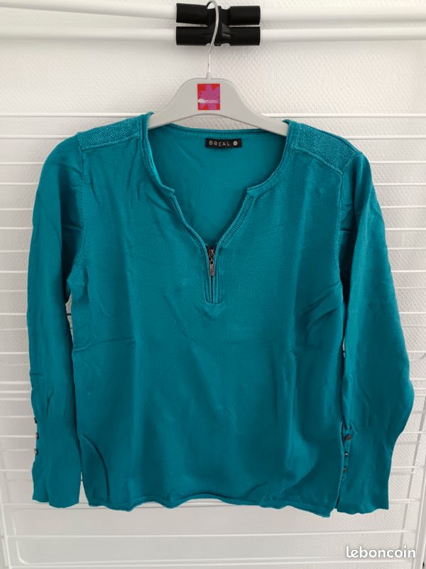 Pull léger turquoise (image 1)
