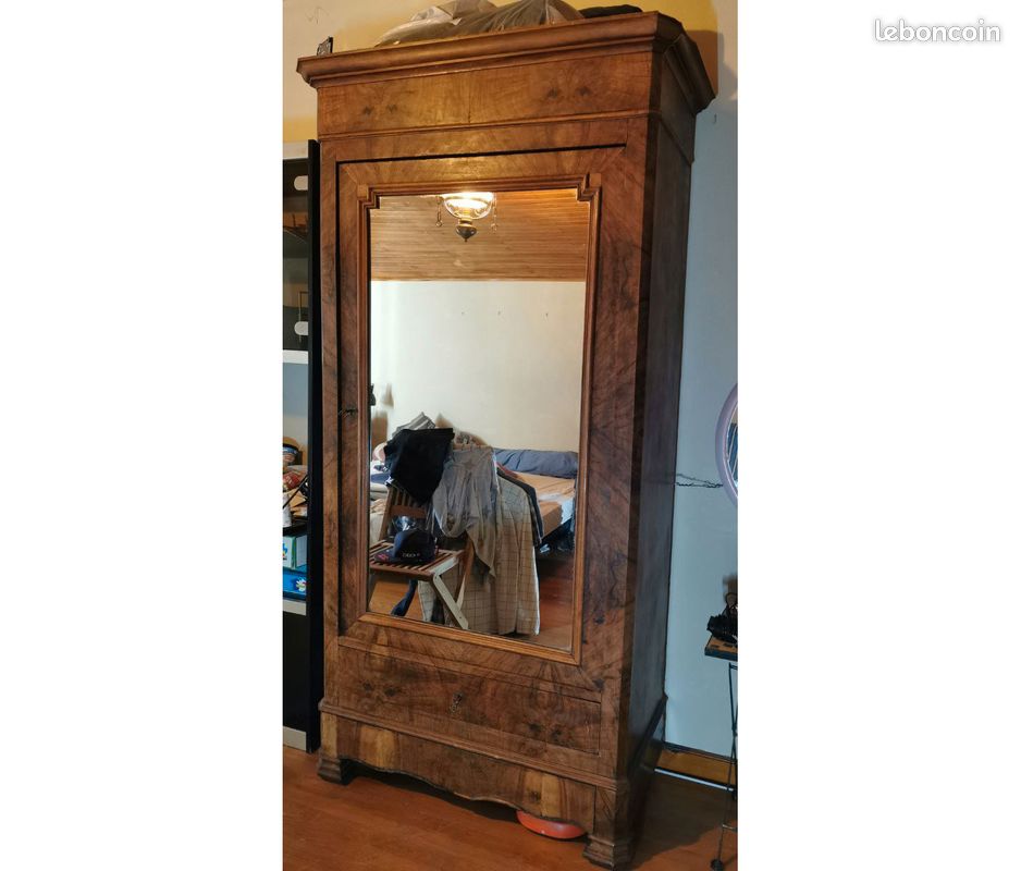 Petite Armoire à Glace Lingère En Bois Pour Poupée - Ancienne, Bon état - Fabriquée En France