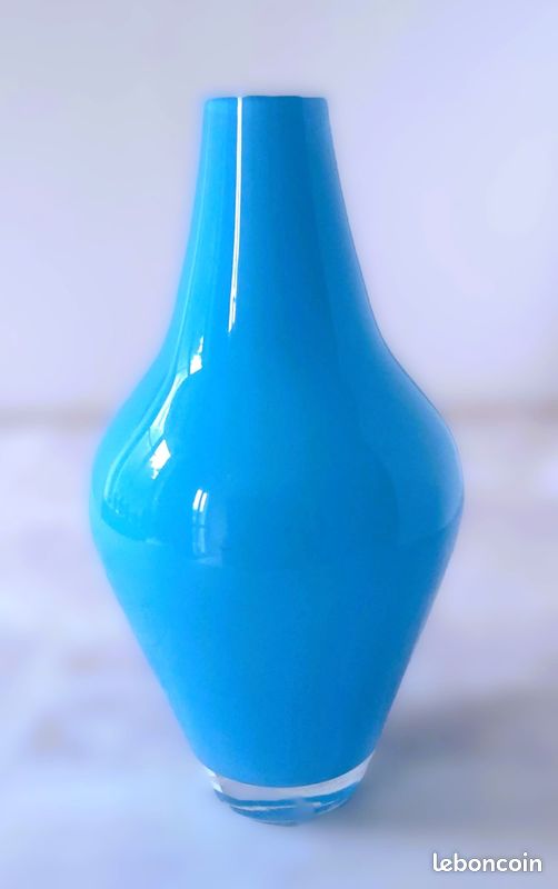 JOLI PETIT VASE OPALINE BLEUE OPALINE DE FOIRE COLLECTION DECO VITRINE Imgx1200 9898