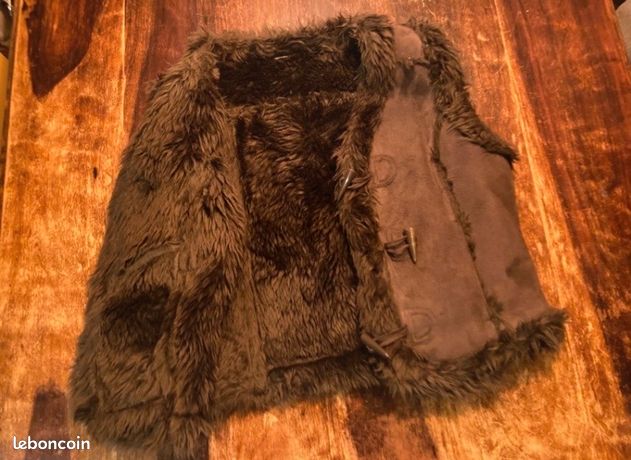 Gilet Sans Manches Femme JBS - Fausse Fourrure Et Fausse Daim - Marron - Taille S (Très Bon état)