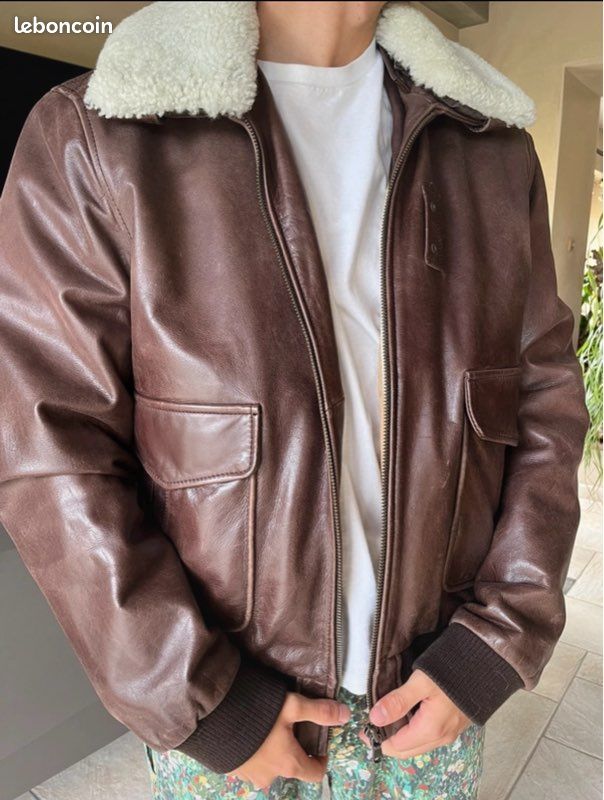 Blouson Pilote Blouson Cuir Homme Marron Blouson Aviateur Vintage