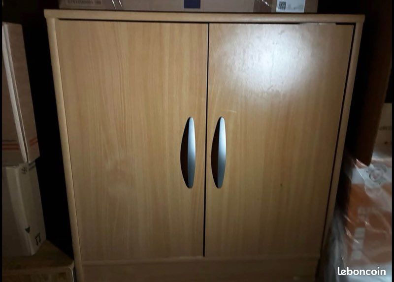 Meuble de rangement / bureau 2 portes bois clair (2 disponibles) (image 2)
