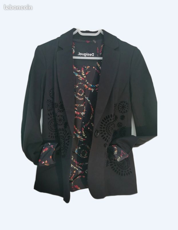 Veste Légère Desigual Femme - Taille 38 - Coton 100% - Couleurs Blanc Et Violet - Occasion Excellent état
