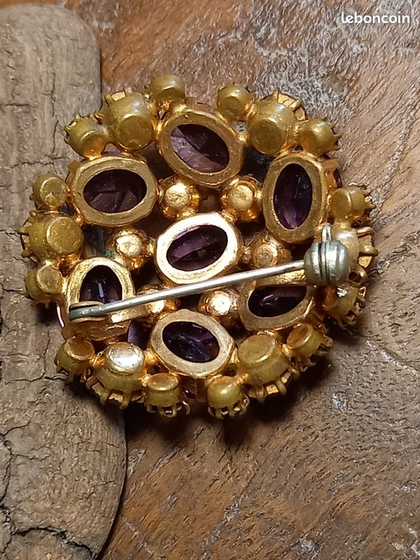 Broche Strass Mauve et Or VINTAGE (image 4)