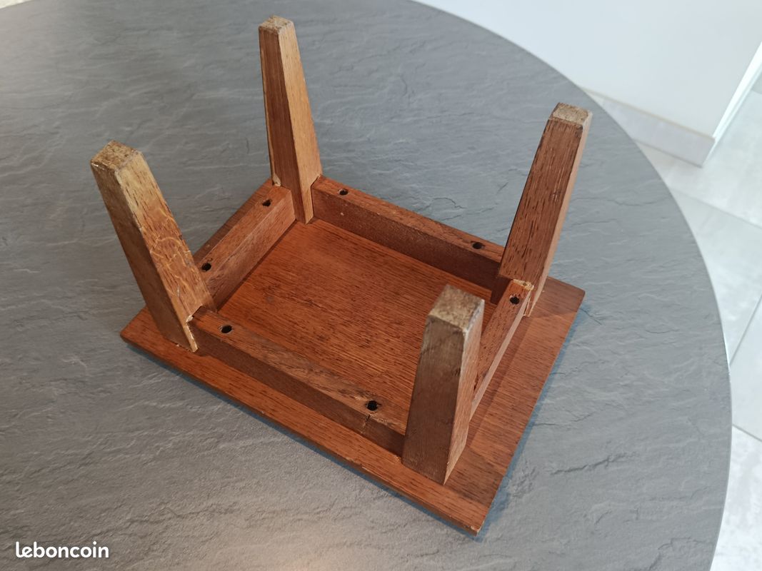 Ancien Superbe Grand Tabouret Marchepied en Bois Massif (image 8)