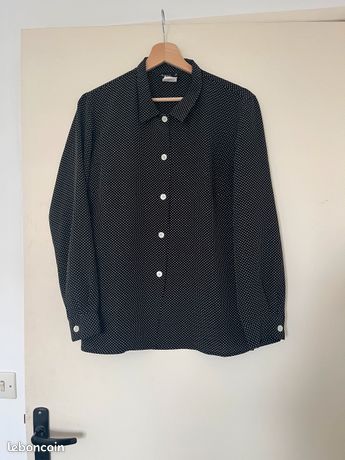 Chemisier manches courtes stylé avec un bel imprimé - noir/blanc rayé
