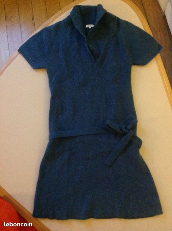 Robe Chloé pure laine bleue TBE 14 ans (image 1)