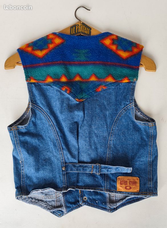 Gilet en Jeans pour Homme Vintage Multi-poches Gilet de