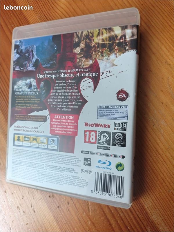 Jeu ps3 dragon âge origins complet en boite super etat
