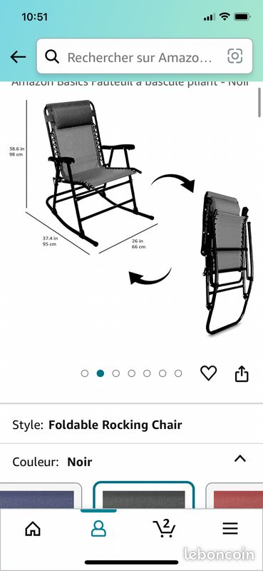 Fauteuil basculant pour jardin ou balcon (image 1)